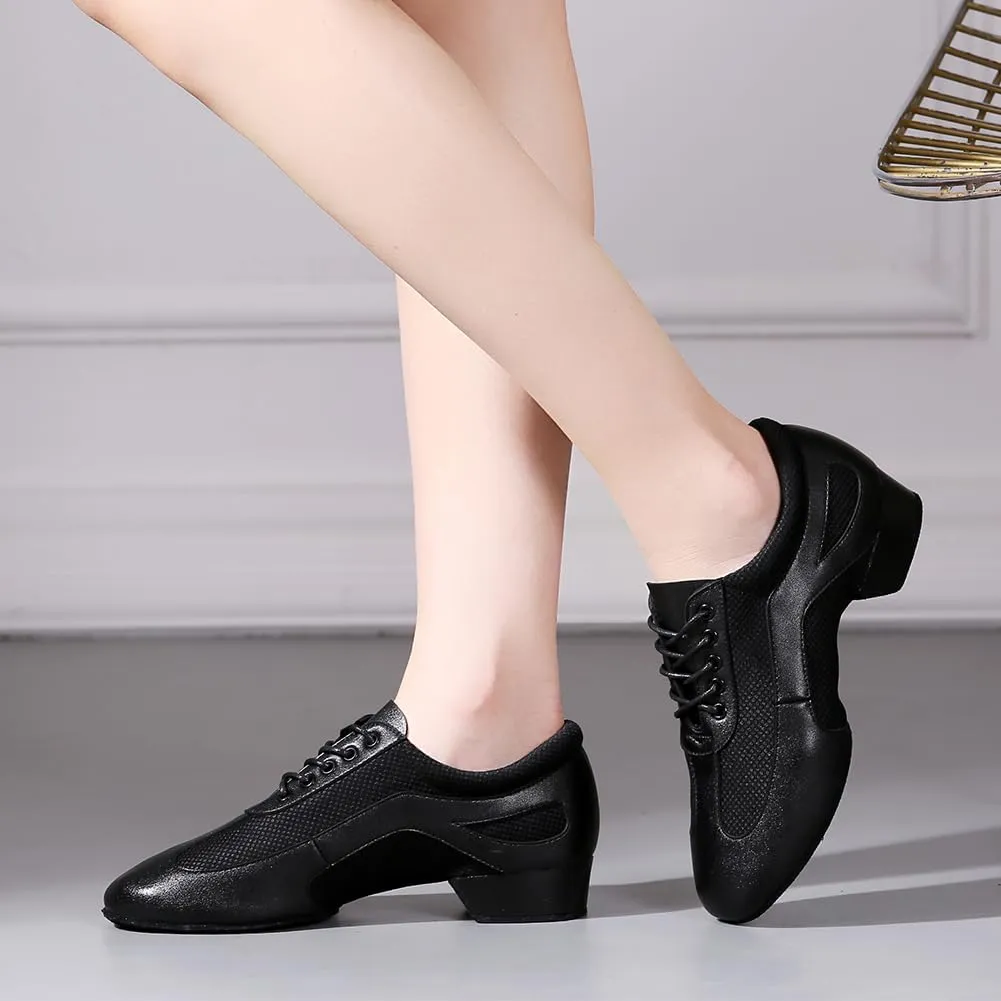 Women's Latin Dance Practice Shoes Closed Toe Ballroom Salsa Modern Dance Teaching Shoes Low Heel