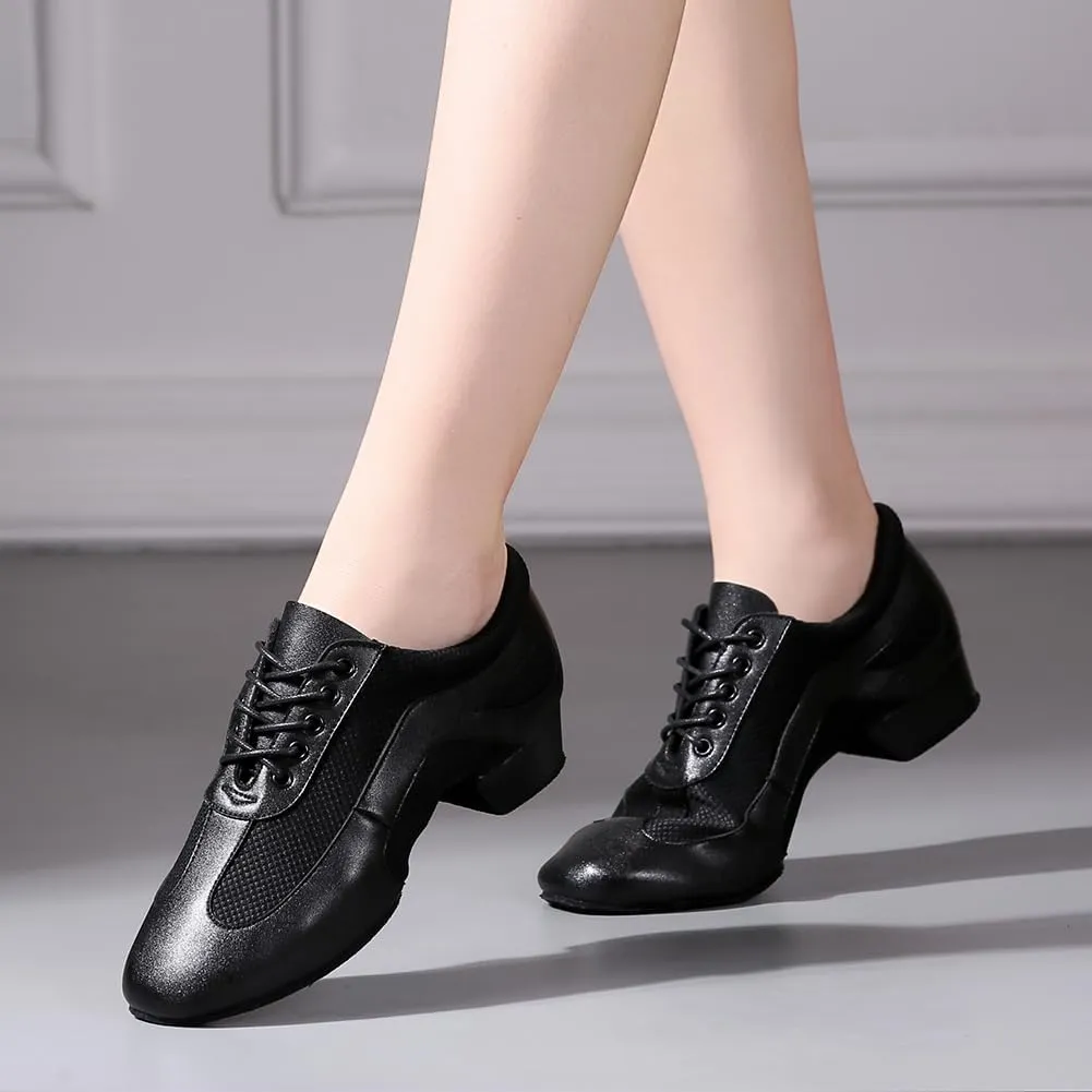 Women's Latin Dance Practice Shoes Closed Toe Ballroom Salsa Modern Dance Teaching Shoes Low Heel