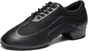 Women's Latin Dance Practice Shoes Closed Toe Ballroom Salsa Modern Dance Teaching Shoes Low Heel