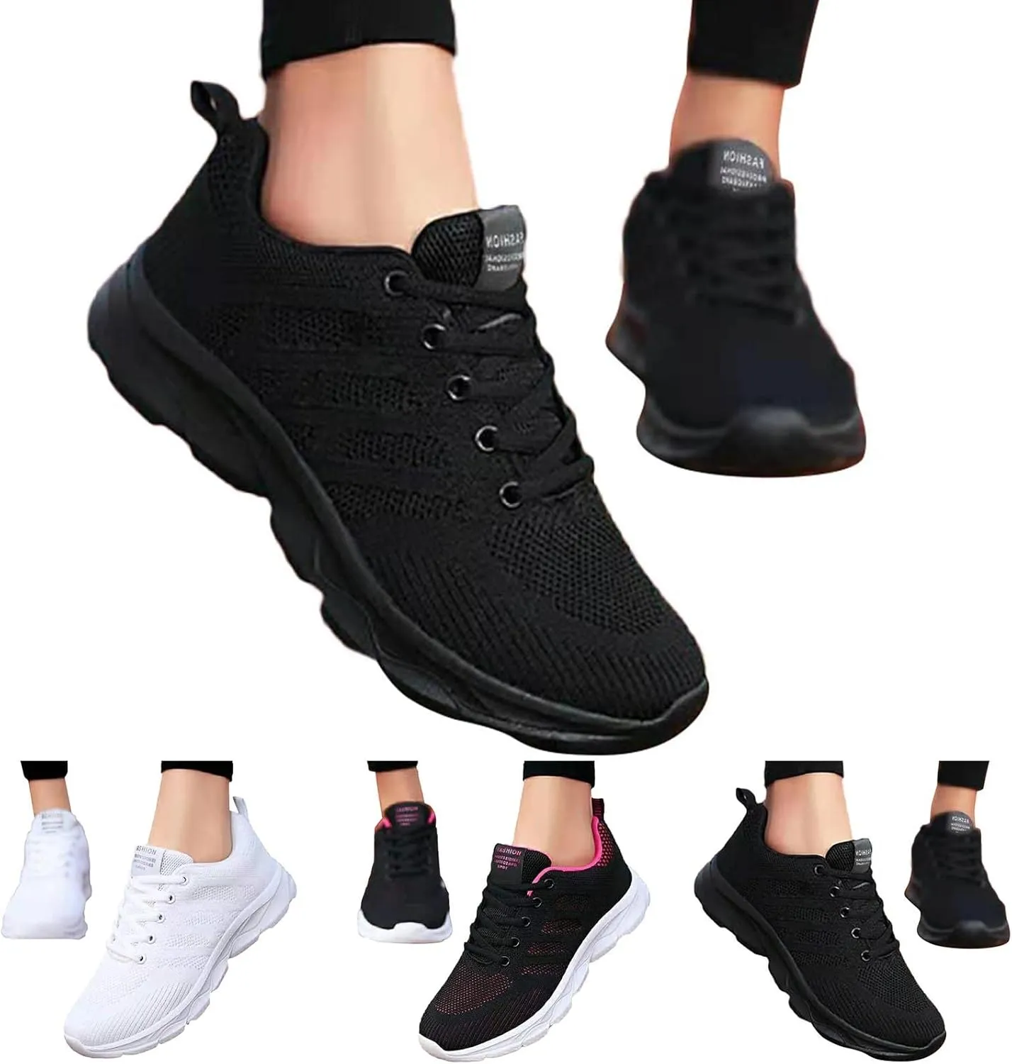 Womens Running Shoes Lightweight Breathable Slip on Tennis Shoes Non Slip Gym Workout Walking Sneakers Shoes for Women Casual Comfortable Athletic Tennis Sneakers with Memory Foam