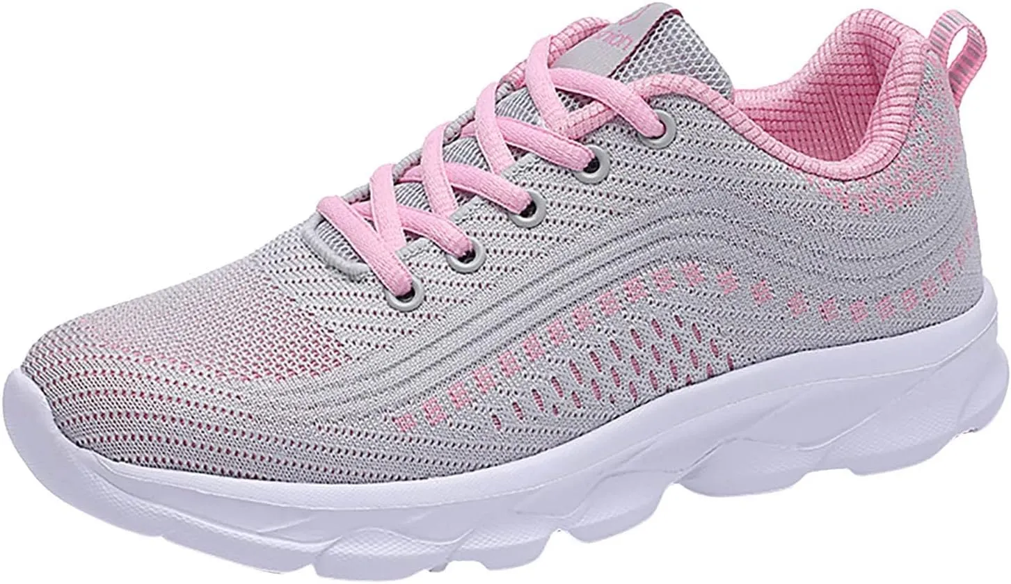 Womens Running Shoes Lightweight Breathable Slip on Tennis Shoes Non Slip Gym Workout Walking Sneakers Shoes for Women Casual Comfortable Athletic Tennis Sneakers with Memory Foam
