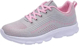 Womens Running Shoes Lightweight Breathable Slip on Tennis Shoes Non Slip Gym Workout Walking Sneakers Shoes for Women Casual Comfortable Athletic Tennis Sneakers with Memory Foam
