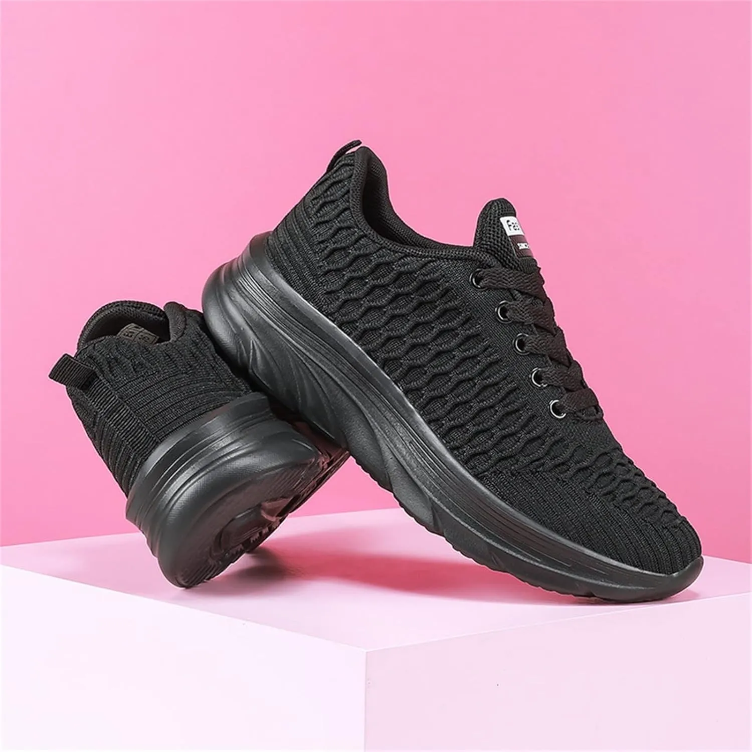 Womens Slip On Running Shoes Non Slip Walking Shoes Lightweight Gym Workout Shoes Breathable Fashion Sneakers (Black, 8.5)