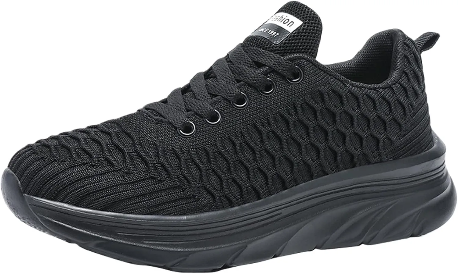 Womens Slip On Running Shoes Non Slip Walking Shoes Lightweight Gym Workout Shoes Breathable Fashion Sneakers (Black, 8.5)
