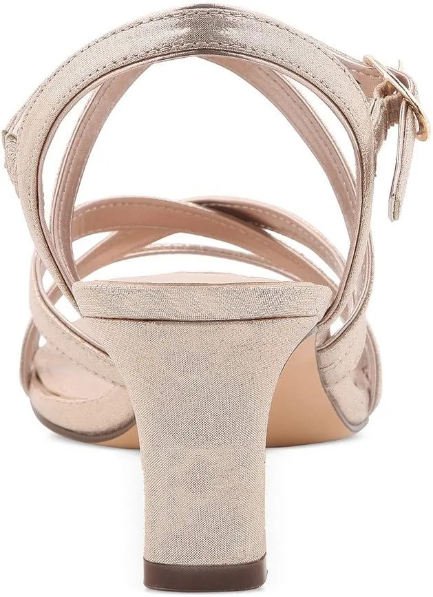 XYD Prom Strappy Open Toe Summer Sandals Low heel Slingbacks Ankle Strap Casual Shoes for Women