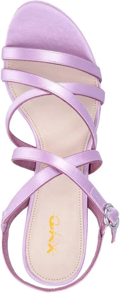 XYD Prom Strappy Open Toe Summer Sandals Low heel Slingbacks Ankle Strap Casual Shoes for Women
